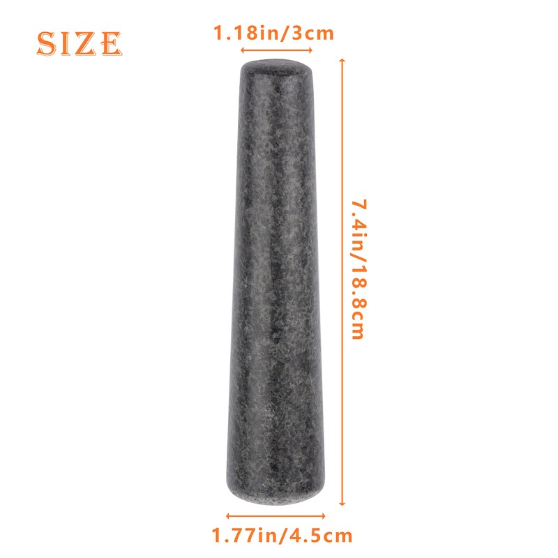 Granite Replacement Pestle 7.4inch Only Polished Stone Pestle, Large Pestle