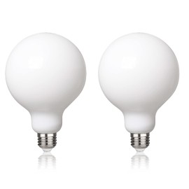 2 Pack G30(G95) Globe LED Light Bulbs, 5.5W Dimmable 50 Watt Equivalent LED Edison Bulbs, Warm White 2700K, 500LM, E26 Base, Milky LED Filament Bulbs for Vanity Bathroom Bedroom