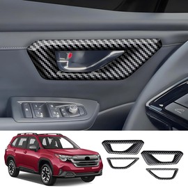 LUNQIN Carbon Style Fiber Car Inner Door Handle Trim Cover for Subaru Forester 2025 Auto Decorations Accessories Interior Front Back Side Handles Protection Decor Panel Accessory