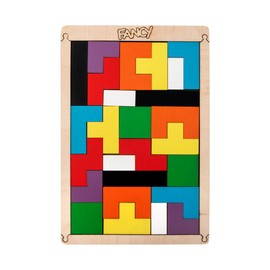 Tetris Puzzle Wooden 15 x 22 cm Geometric Shapes Wooden Tetris Wooden Puzzle Montessori Tangram Tetris Game Children and Adults Toy from 3 4 6 8 Years