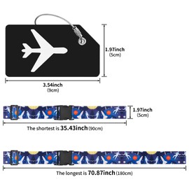 ZOUIQSS 2 Pack Adjustable Luggage Straps,Heavy Duty Suitcase Belts,Luggage Tag Travel Packing Straps with Quick Release Buckle(Astronaut)