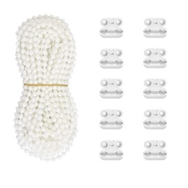 Antfly 10 Meters (32.8 Feet) Roller Blind Bead Chain Cord Roman Venetian Honeycomb Vertical Shade Blind Cord with 10 PCS Connectors for Roller Blind Replacement Parts White (Normal Version)