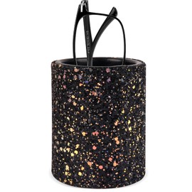 Linkidea Eyeglasses Desk Holder Stand, Vegan Leather Lined Reading Glasses Holder for Nightstand Office Desk Organizer (Black)