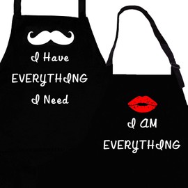 Rosoz 2-Piece Funny Kitchen Apron Set, Bridal Shower, Engagement, Wedding for Couple