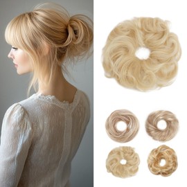 Rich Choices Messy Bun Hair Piece Real Human Hair Tousled Updp Hair Bun Scrunchies Wavey Messy Bun Hair Extensions #613 Bleach Blonde