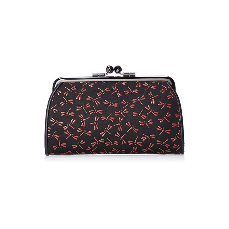 Indenya 340 Parent-child Coin Purse, Black Deerskin x Red Lacquer