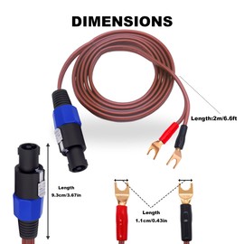 YARCHONN Y Spade Plug to Speakon Speaker Cable Wire Cord, Male Speakon to 2Y Spade Plug Connector Adapter Audiophile OFC HiFi Speaker Audio Cord for Amplifier Subwoofer Audio System -6.6FT/2M