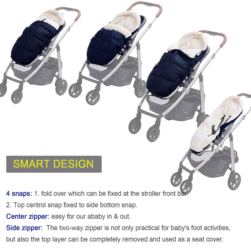 KZ Dotnz Universal Stroller Footmuff with Adjustable Zips, Soft Hood,