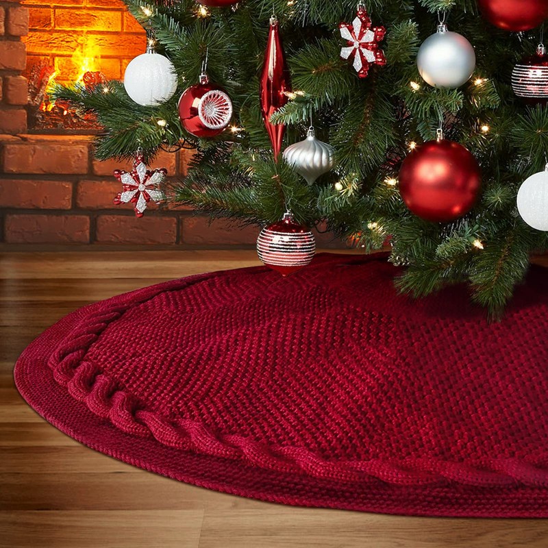 yuboo - Falda de árbol de Navidad de punto de
