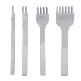 Leather Hole Punch, 4pcs 3mm 1/2/4/6 Prong DIY Lacing Stitching Chisel Set Belt Hole Puncher Leather Punch Tool with White Steel Handle for Leather Leather Craft Kits