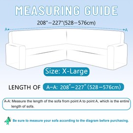 HDCAXKJ Corner Sectional Couch Cover Stretch L Shape Sofa Cover Thick Jacquard Sofa Slipcover Non Slip U Shaped Couch Cover for Sectional Sofa Pet Living Room Furniture Protector (Light Gray, X-Large)