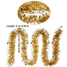 Sumind 6 Pieces Christmas Tinsel 39.4 Feet Metallic Garland Glittering Hanging Decoration for Christmas Tree Wreath Wedding Party Supplies (Gold Silver)