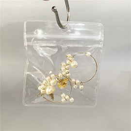 100pcs Clear PVC Transparent Zip Lock Jewelry Bag with Hang Hole Plastic Small Size Dust Proof Airtight Pouch Zipper Bag Self Seal Packing Pouch Organizer Storage Bags for Rings Earrings 2.7x3.9in