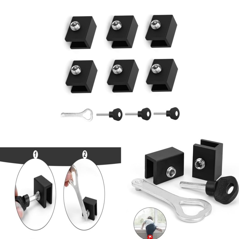 Changyeah Pack of 6 Adjustable Window Locks, Black Sliding Window