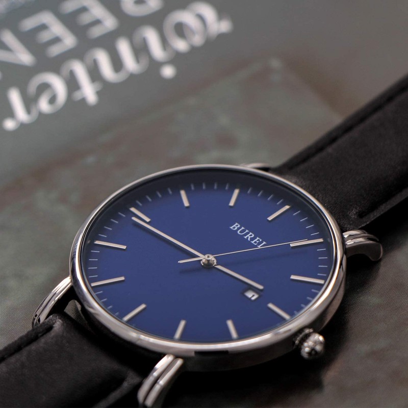 BUREI Classic Men Wrist Watch Ultra Thin Case Minimalist Analogue