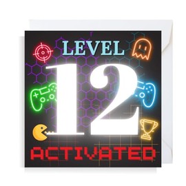 Second Ave Gaming Gamer 12th Birthday Age 12 Square Children's Kids Birthday Greeting Card for Boy or Girl