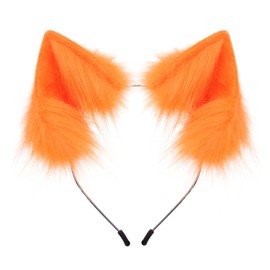 HAOAN Handmade Faux Fur Animal Cat Ears Headband Furry Fox Wolf Hairhoop Headwear Costume Accessory
