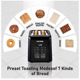 Katian KETIAN Touch Screen Toaster 2 Slice, Bagel/ English Muffins/Toast/ Pastry/Waffle