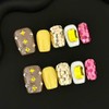 GREENTEA Handmade Press On Nail Medium,Decorative Press-On Nails, Gold Glitter