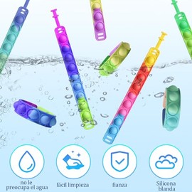 24 Pulseras Fidget Pop Sensoriales - Juguetes para Fiestas, Premios de Aula, Sorpresas de Cumpleaños, Rellenos de Bolsas de Regalo, Juguetes Antiestré