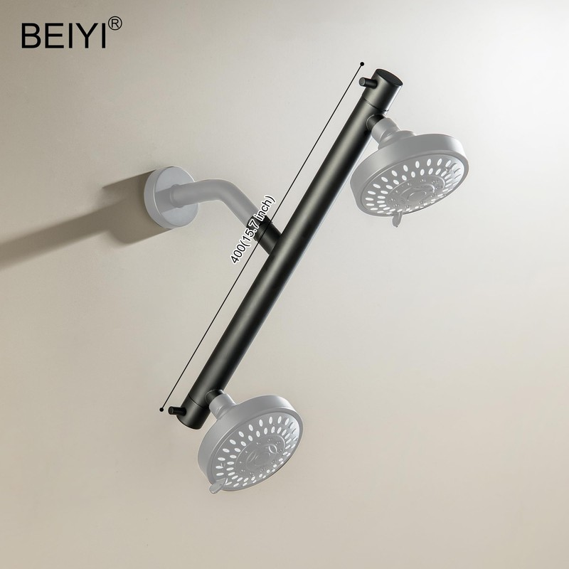 Beiyi Dual Shower Head Adapter Build-in Shut Off Valve for