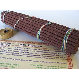 Traditional Yaan Tibetan Nepalese Incense Musk & Herbs Mixed 48 Stick Pack with Holder