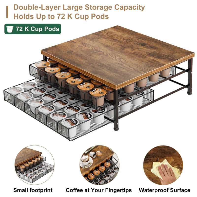 Coffee Pod Holder for K Cup Holder Drawer, 2 Tier