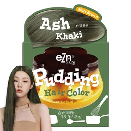 eZn Tinte para El Cabello Pudding, Kit de Bricolaje Semipermanente, Sin Amoníaco, Incluye Queratina, Hecho En Corea, Belleza (Color Caqui Ceniza)