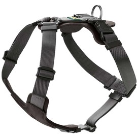 HUNTER AALBORG MIXED Dog Harness Black / Grey Cowhide Leather / Nylon Adjustable to 5 Positions Lightweight with Plastic Buckles Made in Germany Size: M