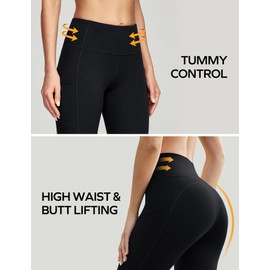 Ewedoos Women's Yoga Pants with Pockets Leggings for Women Tummy Control Workout Leggings for Women Compression Leggings Black
