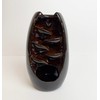 pf+a Ceramic Backflow Incense Burner, Brown Glazed Waterfall Design (Dark
