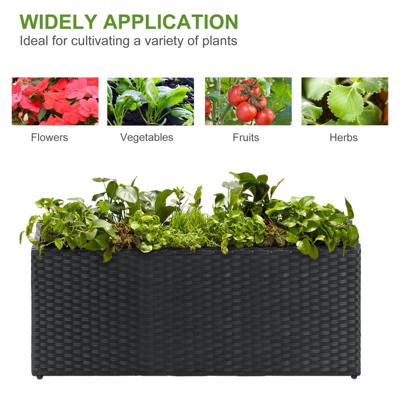 LEWIS&WAYNE Large Rectangular Block Planter Box Handmade Wicker Tall Planters
