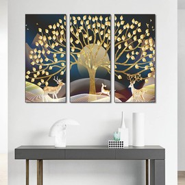Golden Tree Wall Stickers, Golden Tree Art Painting Wall Decals for Office Home Living Room Bedroom and Parties Decoration