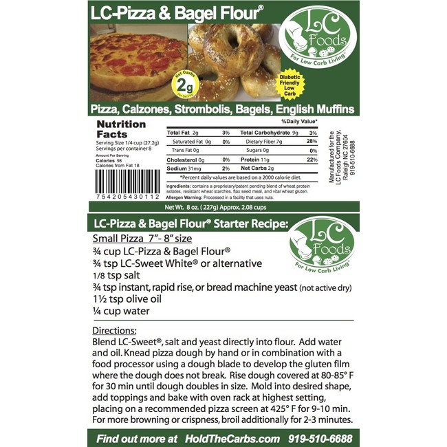 Low Carb Pizza & Bagel Flour (1 LB) - LC Foods - All Natural - No Sugar - Diabetic Friendly