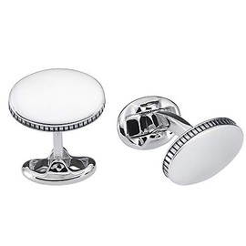 Vinani 2MAF Designer Cufflinks Oval Decoration Shiny 925 Sterling Silver Men's Suit Shirt, Sterling Silver