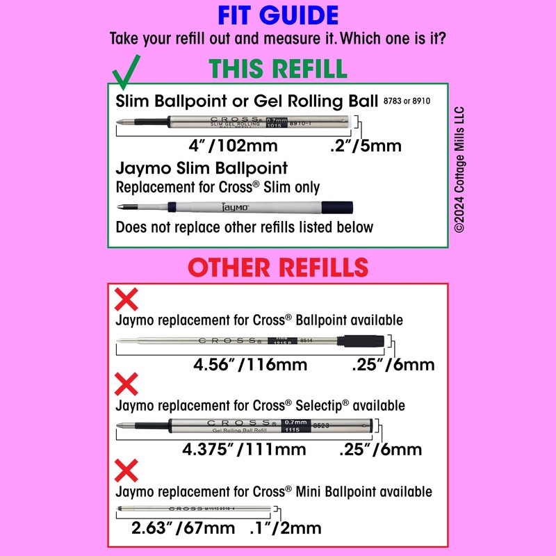 Jaymo Replacement for Cross Slim 8783 - Measures 4 in