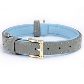 blu&ben Leather Dog Collars Classic Soft Padded Leather Stylish Breathable Collar for Small Medium Large Dogs