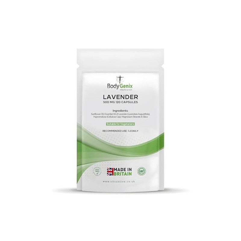 Bodygenix Lavender 500mg Capsules - Anti Inflammatory Anxiety Sleep Support