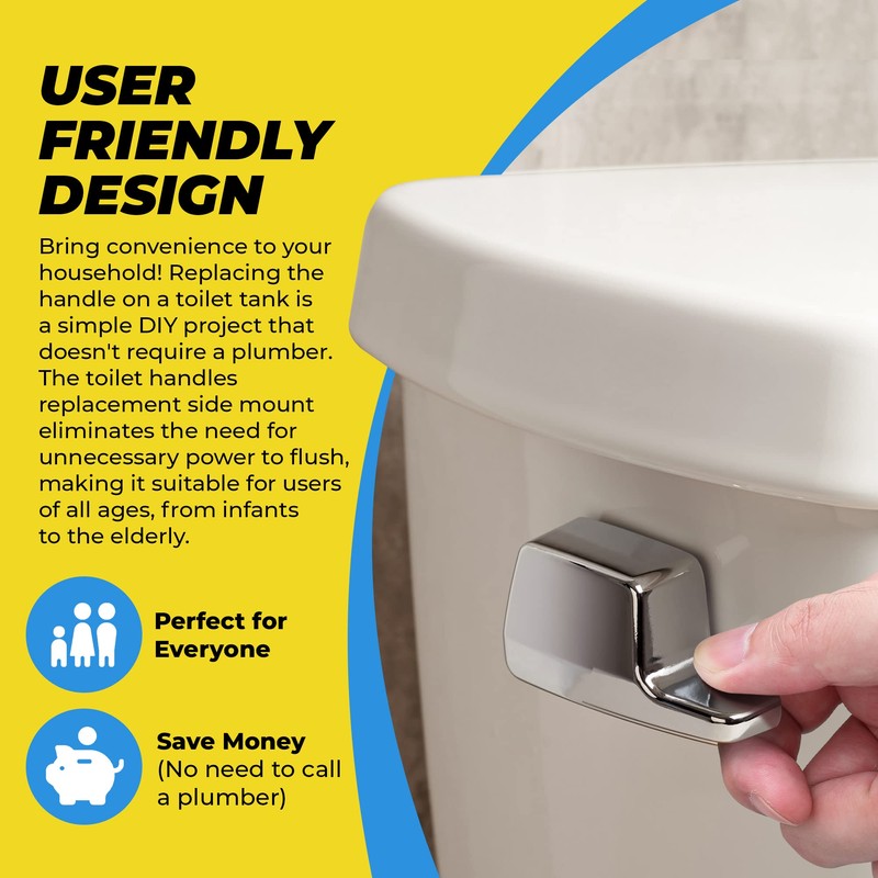 Qualihome TOTO Toilet Handle Replacement THU004-CP - Side Mount Toilet
