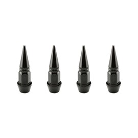 TVC20 Black 4pcs Long Spike Spiked Tire Valve Stem Caps Metal Thread Wheel Tires