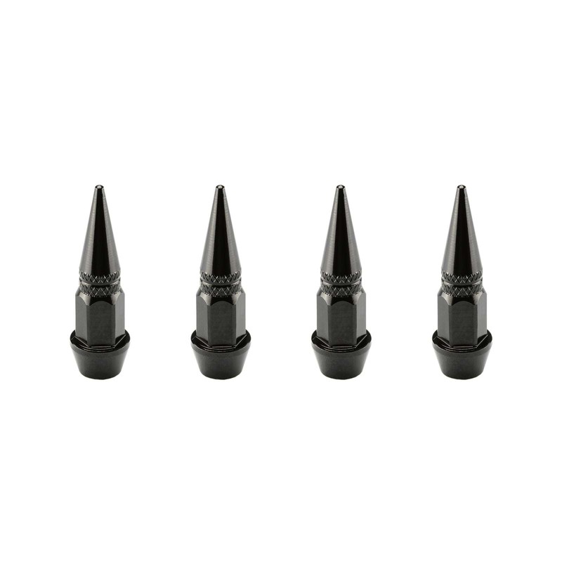 TVC20 Black 4pcs Long Spike Spiked Tire Valve Stem Caps