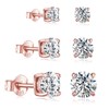 3 Pairs Rose Gold Tiny Imitation Moissanite Earrings Set for