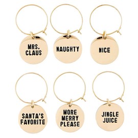 Santa Barbara Design Studio Christmas Wine Glass Charms Drink Tags Wine Glass Tags, Set of 6, Making Spirits Bright