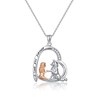 CUPENDA Wolf Necklace Sterling Silver Wolf with Girl Heart Pendant