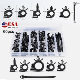 60pcs Universal Automotive Wire Loom Clips Kit Engine Bay Harness Routing Clip