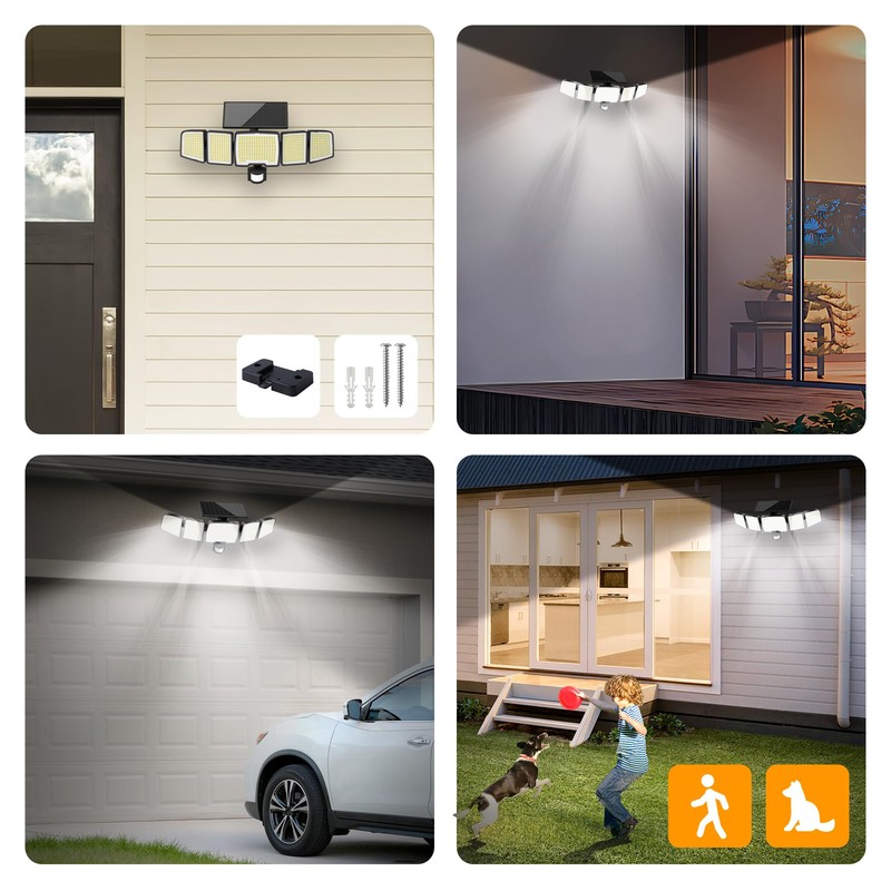 UME Solar Outdoor Lights 620 LED 4500LM, IP65 Waterproof Motion