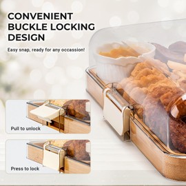 Combler Combler Charcuterie Boards, Bamboo Charcuterie Board with Lid, Cheese Board with Buckle Locking, Sauce Grooves, Cutting Boards for Kitchen, House Warming Gifts New Home, Gifts for Women