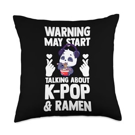 warning may start talking about k-pop & ramen South Korea Throw Pillow