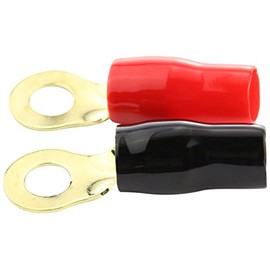 Bullz Audio (BRT4RB) Gold/Red/Black 4-Gauge Terminal - Pair