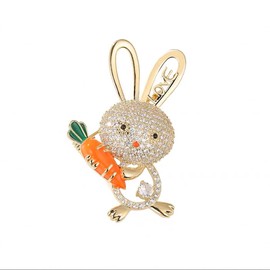 Cute Love Rabbit Crystal Small Brooch Lapel Pins for Women Teen Girls Fashion Sparkly Rhinestone Bunny Animal Brooches Pin Dress Suit Hat Bag Ceremony Clothes Accessories Easter Jewelry Gift for Daughter
